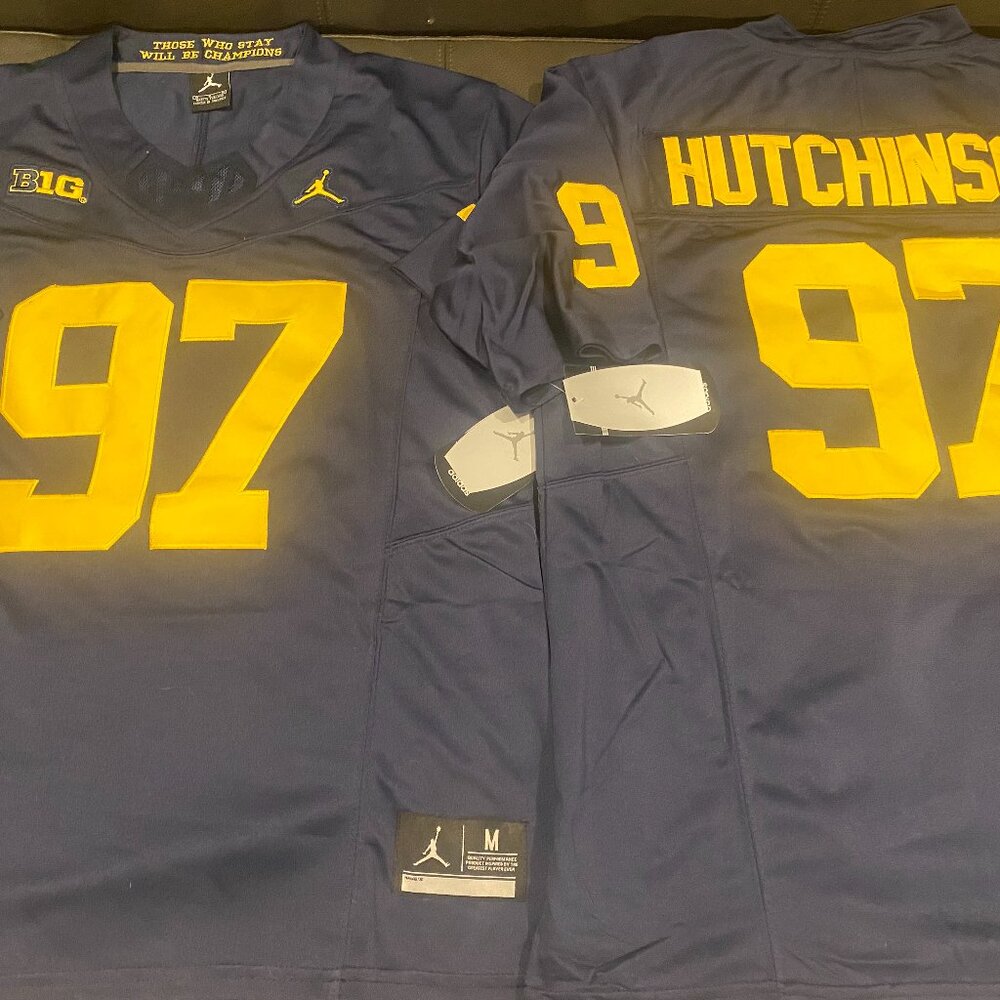 Jordan brand MICHIGAN WOLVERINES AIDAN HUTCHINSON Men's JERSEY Sz M,L,XL,2X,3XL
